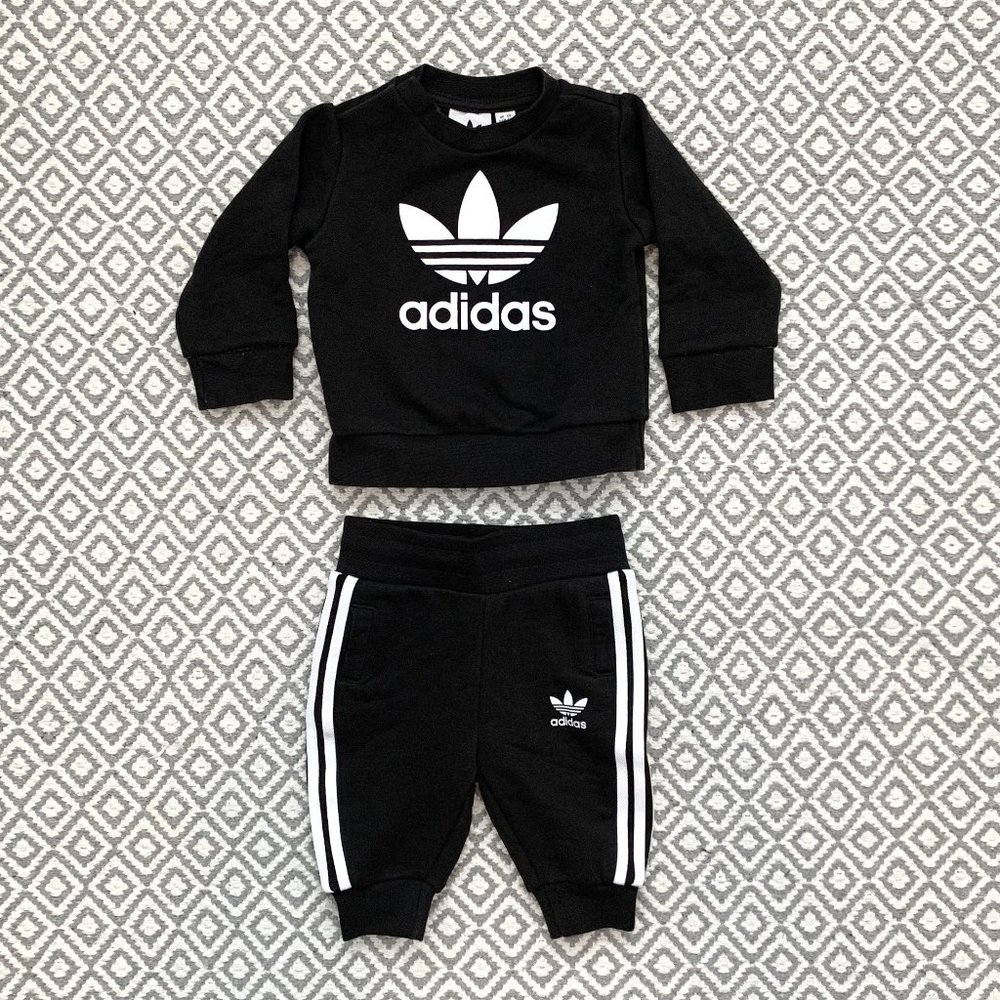 adidas baby Crew Sweatshirt Set - Size 3-6 month - Black